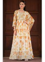 Real Georgette Multi Colour Party Wear Embroidery Work Readymade Gown With Dupatta